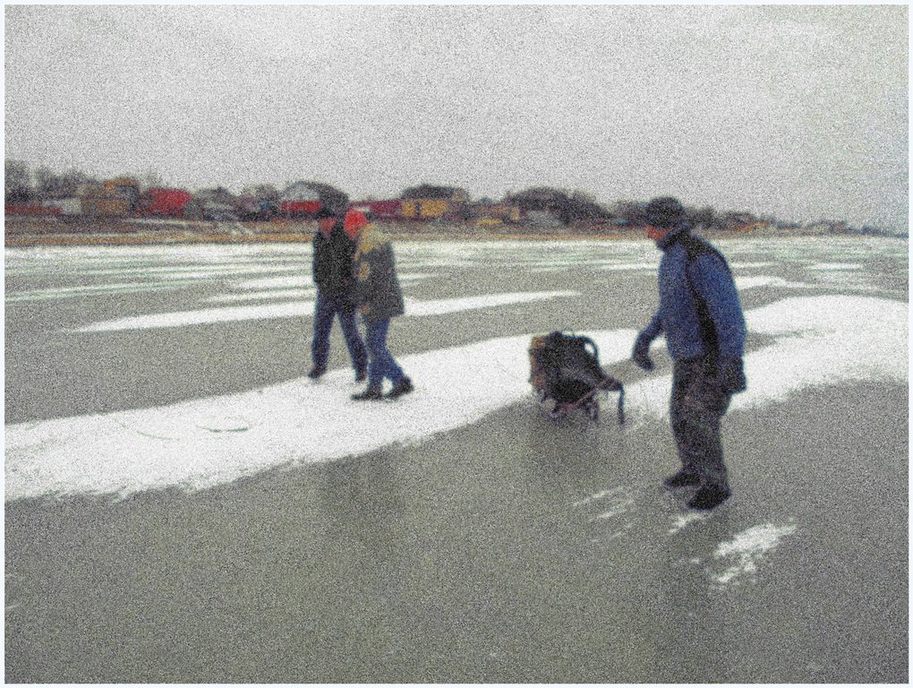 В походе, пешком, по льду, море Азовское, февраль ... 005
