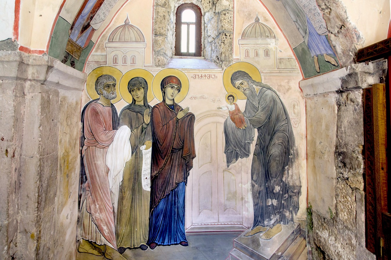 Фреска сретенье господне выполненная в 1465 году. Фреска Сретение Господне Ферапонтов монастырь. Сретение Господне Византийская фреска. Сретение Господне в храм Иерусалима.