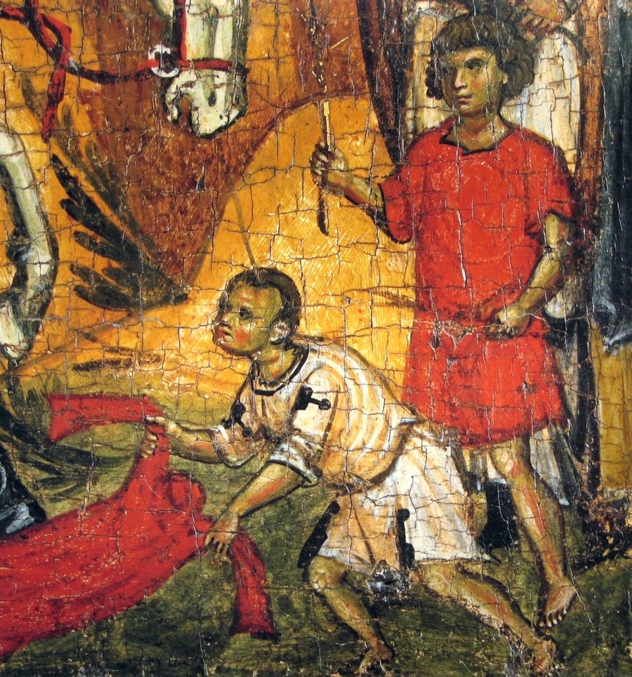 Фреска в Иерусалиме 12 век. Эпистилий темплона. Фрески Ватопеда 15 век. Святой Евстратий эпистилий темплона.