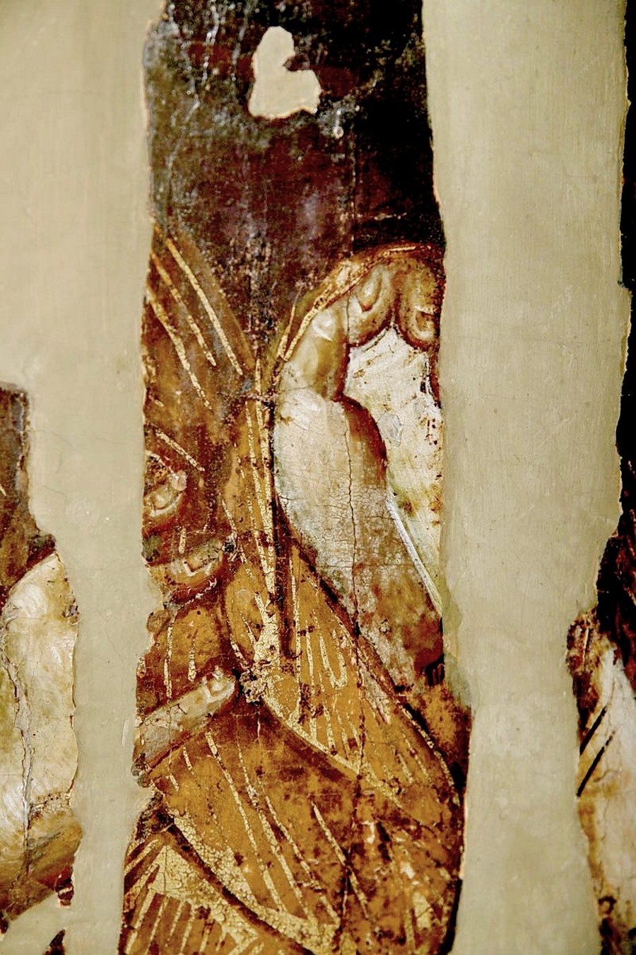 Хиландарская икона Божией Матери "Одигитрия". Византия, 1260 - 1270-е годы. Сербский монастырь Хиландар на Афоне. Фрагмент. Хиландарская икона Божией Матери "Одигитрия". Византия, 1260 - 1270-е годы. Сербский монастырь Хиландар на Афоне. Фрагмент.