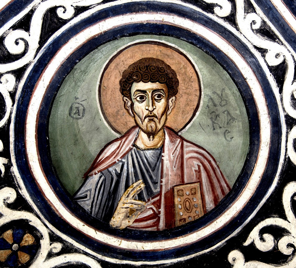Святой Апостол и Евангелист Лука. Фреска монастыря Осиос Лукас, Греция. 1030 - 1040-е годы.