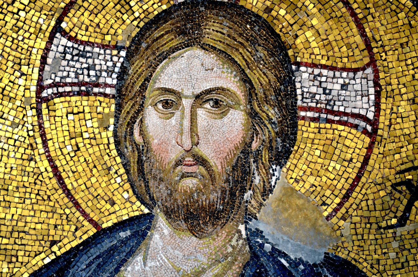 Христос Пантократор. Мозаика монастыря Хора в Константинополе. 1316 - 1321 годы. Фрагмент.