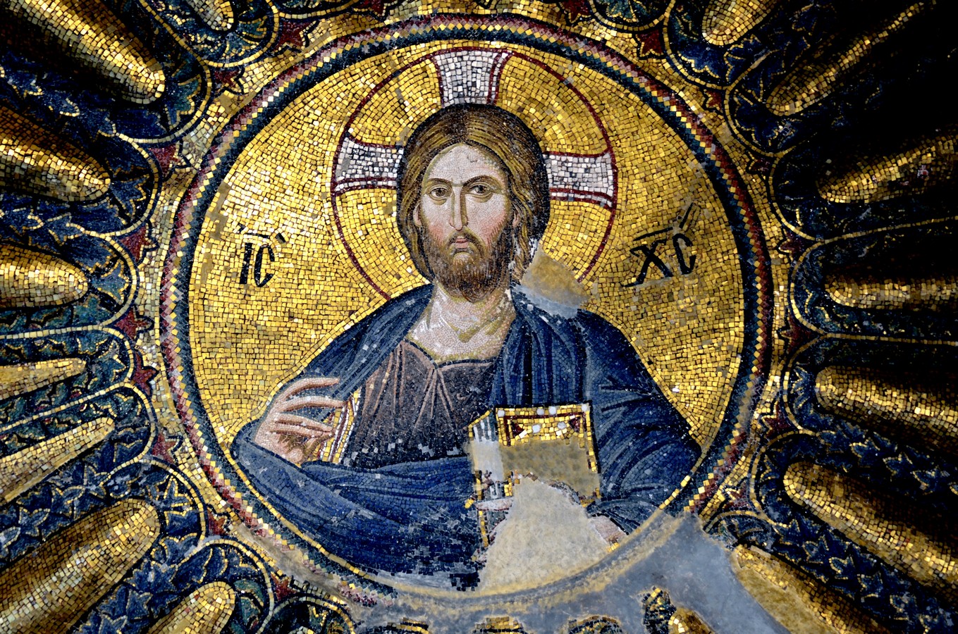 Христос Пантократор. Мозаика монастыря Хора в Константинополе. 1316 - 1321 годы.