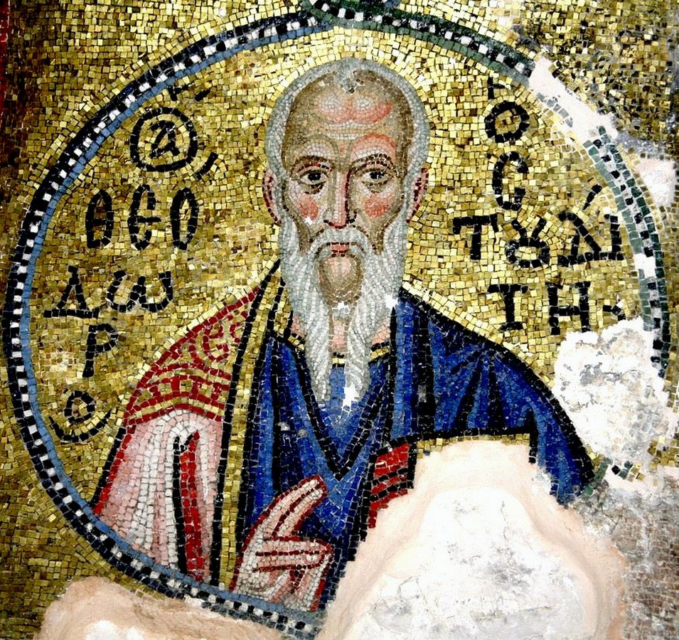 Святой Преподобный Феодор Студит, Исповедник. Мозаика монастыря Неа Мони на острове Хиос, Греция. 1042 - 1056 годы.