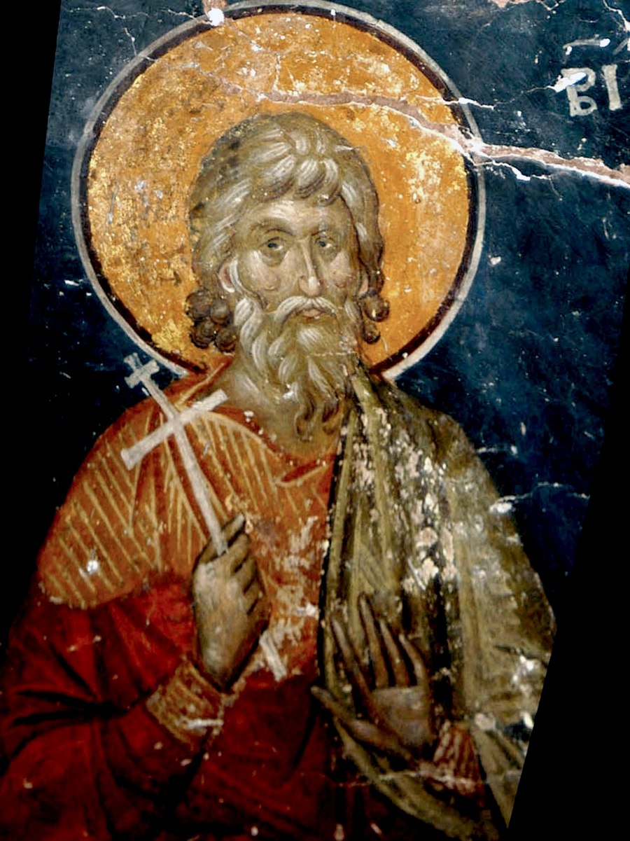 Святой Мученик Виктор Дамасский. Фреска церкви Святого Николая Орфаноса в Салониках, Греция. 1310 - 1315 годы.