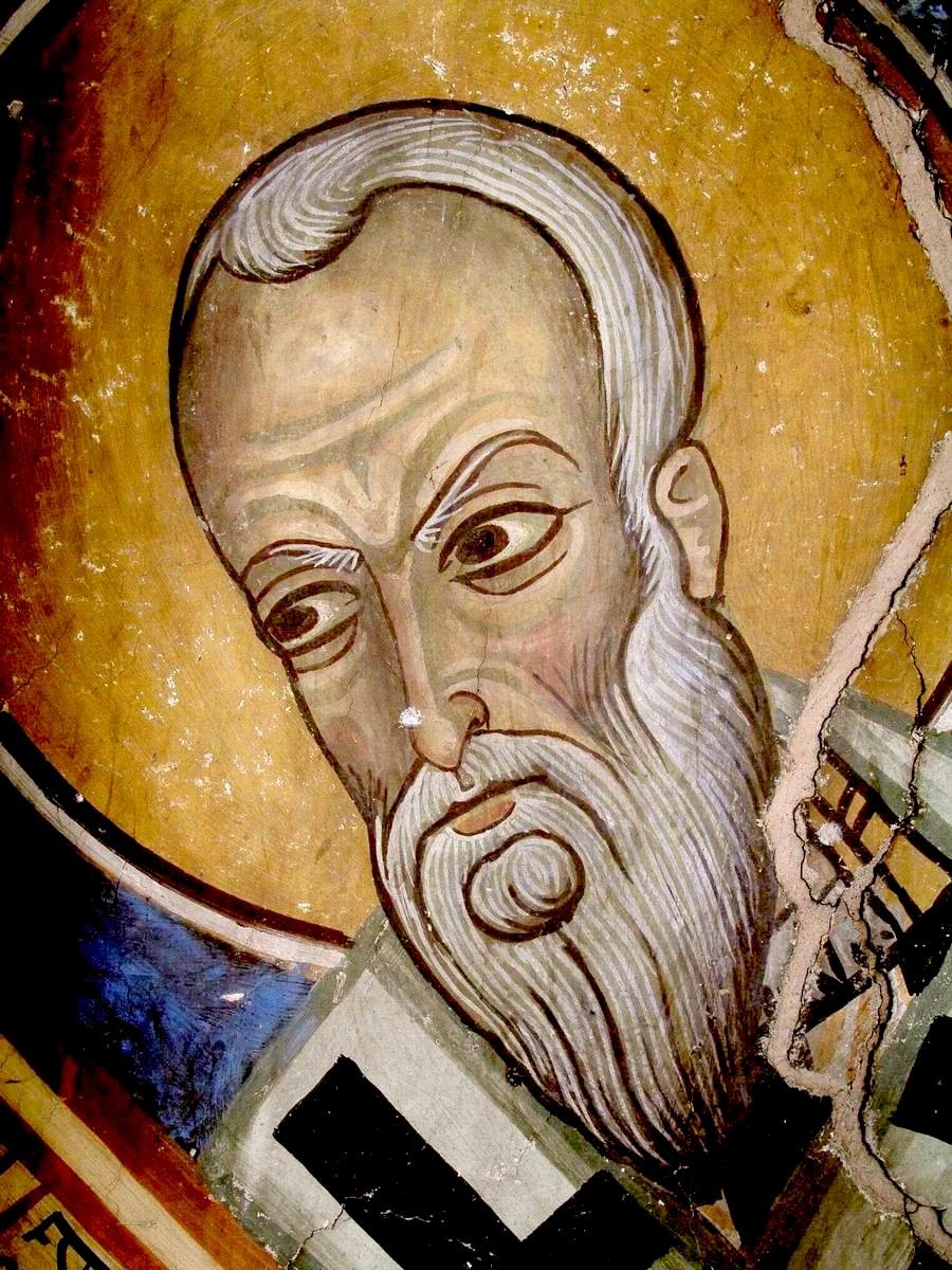 Святитель Иоанн Милостивый. Фреска церкви Архангела Михаила в Като Лефкаре на Кипре. XII век.