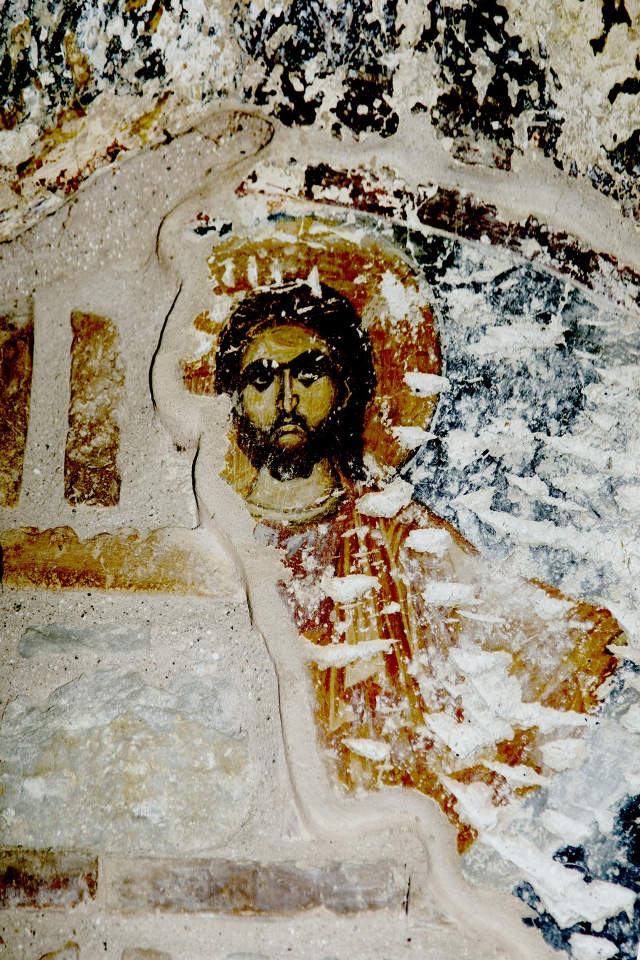Господь Иисус Христос. Фреска церкви Святого Георгия в Оморфокклисии, Кастория, Греция. 1295 - 1317 годы.