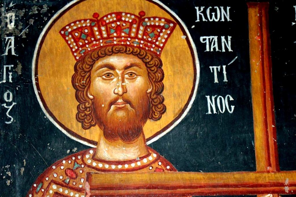 Святые Равноапостольные Царь Константин и Царица Елена. Фреска церкви Архангела Михаила в деревне Педулас, Кипр. Фрагмент. Святые Равноапостольные Царь Константин и Царица Елена. Фреска церкви Архангела Михаила в деревне Педулас, Кипр. Фрагмент.