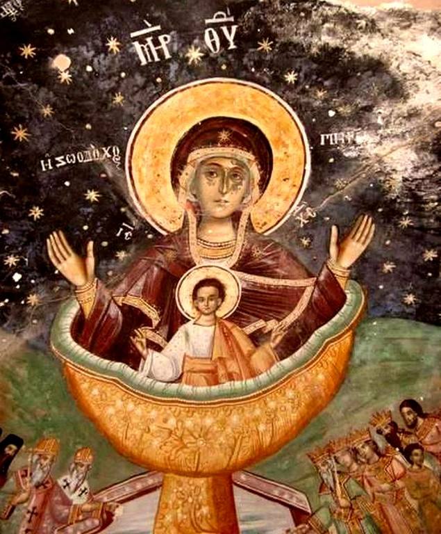 Икона Божией Матери "Живоносный Источник". Греческая фреска. Икона Божией Матери "Живоносный Источник". Греческая фреска.