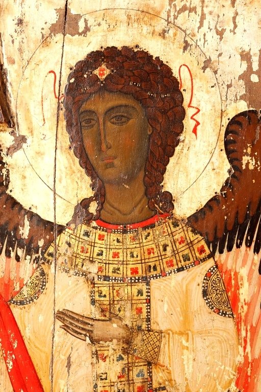 Складень с изображением Господа Иисуса Христа и Архангелов. Церковь Пророка Ионы в Енаши, Сванетия, Грузия. Фрагмент. Складень с изображением Господа Иисуса Христа и Архангелов. Церковь Пророка Ионы в Енаши, Сванетия, Грузия. Фрагмент.