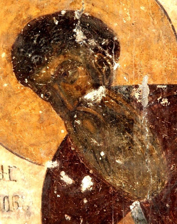 Святой Преподобный Серапион Зарзмский. Фреска монастыря Зарзма, Грузия. Середина XIV века. Святой Преподобный Серапион Зарзмский. Фреска монастыря Зарзма, Грузия. Середина XIV века.