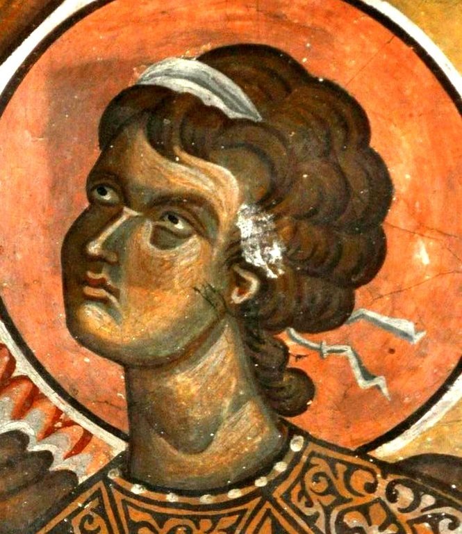 Ангел-диакон. Фреска церкви Святого Георгия в монастыре Убиса (Убиси), Грузия. Середина - вторая половина XIV века. Иконописцы Дамиане и его ученик Герасиме. Ангел-диакон. Фреска церкви Святого Георгия в монастыре Убиса (Убиси), Грузия. Середина - вторая половина XIV века. Иконописцы Дамиане и его ученик Герасиме.