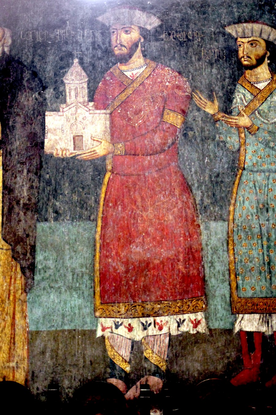Ктиторский портрет князей Джакели. Фреска храма Святого Саввы в монастыре Сапара, Грузия. XIV век. Фрагмент. Бека I, сын Саргиса I (1308).
