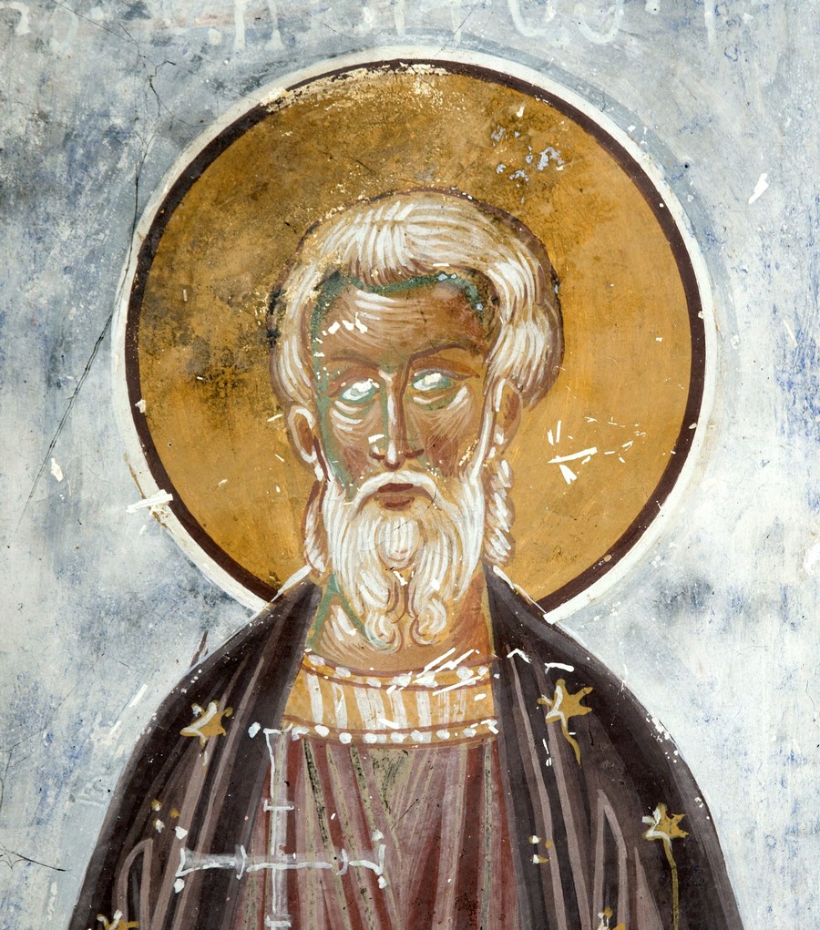 Святой Мученик Онисифор. Фреска собора Христа Спасителя в Цаленджихе, Грузия. 1384 - 1396 годы.