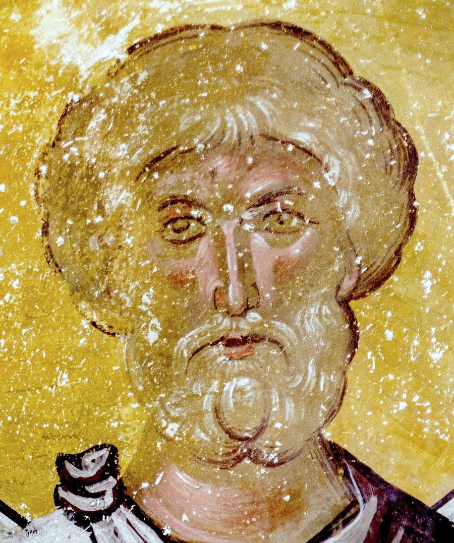 Святой Великомученик Мина Котуанский (?). Фреска церкви Святого Георгия в монастыре Гелати, Грузия. 1561 - 1578 годы.