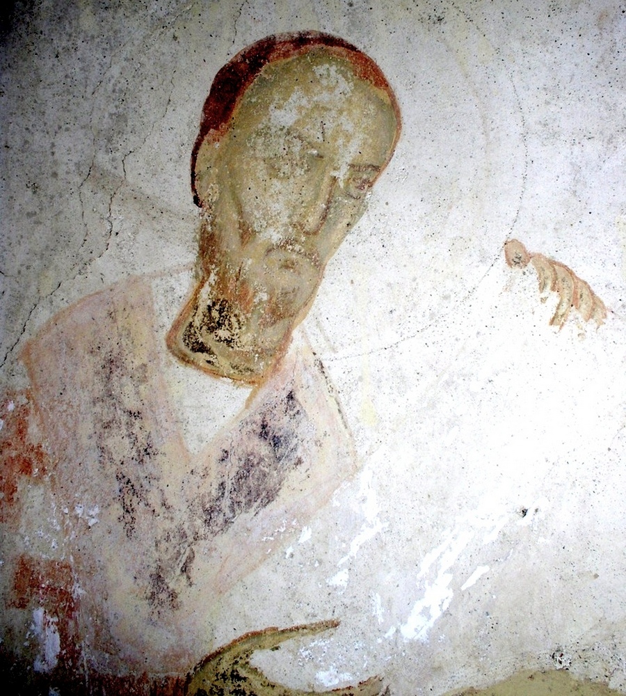 Святитель Иоанн Златоуст. Фреска. Монастырский комплекс Давид-Гареджи, Грузия.