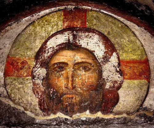 Спас Нерукотворный. Фреска монастыря Вардзиа, Грузия. XII век.