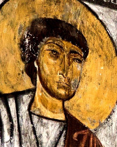 Святые Апостолы. Фреска церкви Спасителя в Мацхвариши, Сванетия, Грузия. 1142 год. Иконописец Микаэл Маглакелидзе.