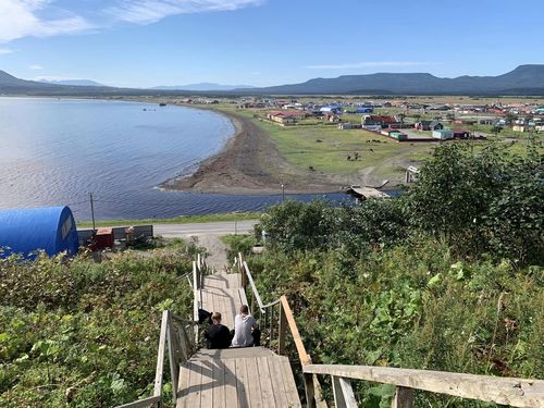 Городок Южно-Курильск на острове Кунашир