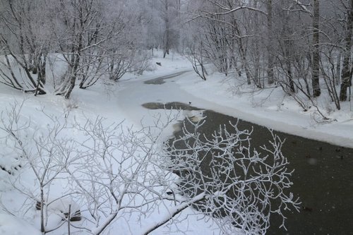 РЕКА ОККЕРВИЛЬ В СНЕЖНОМ ПЛЕНУ