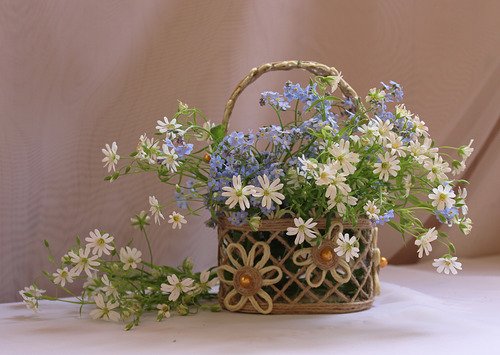 корзиночка с весенними цветочками