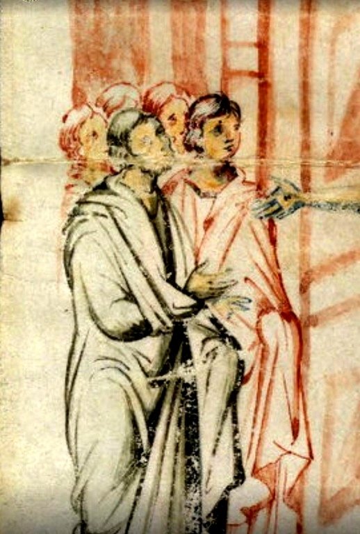 Явление Воскресшего Христа Апостолам ("Мир вам!"). Византийская миниатюра. Фрагмент. Явление Воскресшего Христа Апостолам ("Мир вам!"). Византийская миниатюра. Фрагмент.