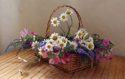 корзиночка с полевыми цветами