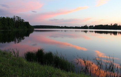 закат , озеро