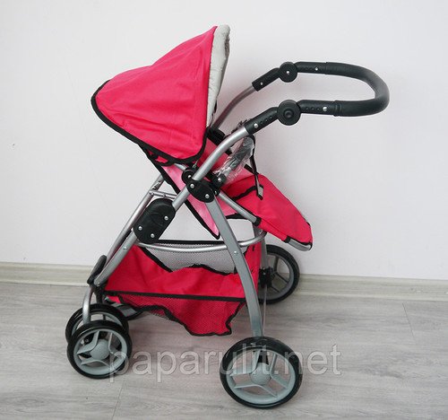 Коляска Melobo 9662 розовая с красными вставками Коляска Melobo 9662 розовая с красными вставками