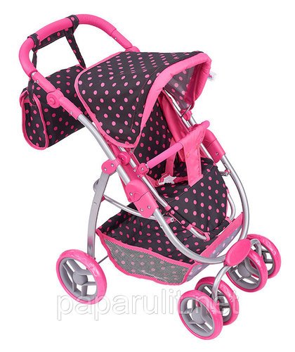 Кукольная коляска черная в горошек с сумочкой Buggy Boom 9000 Кукольная коляска черная в горошек с сумочкой Buggy Boom 9000