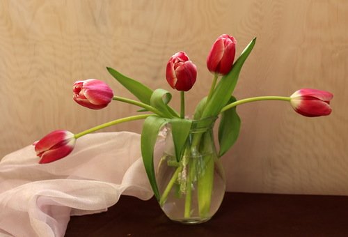 букетик розовых тюльпанов