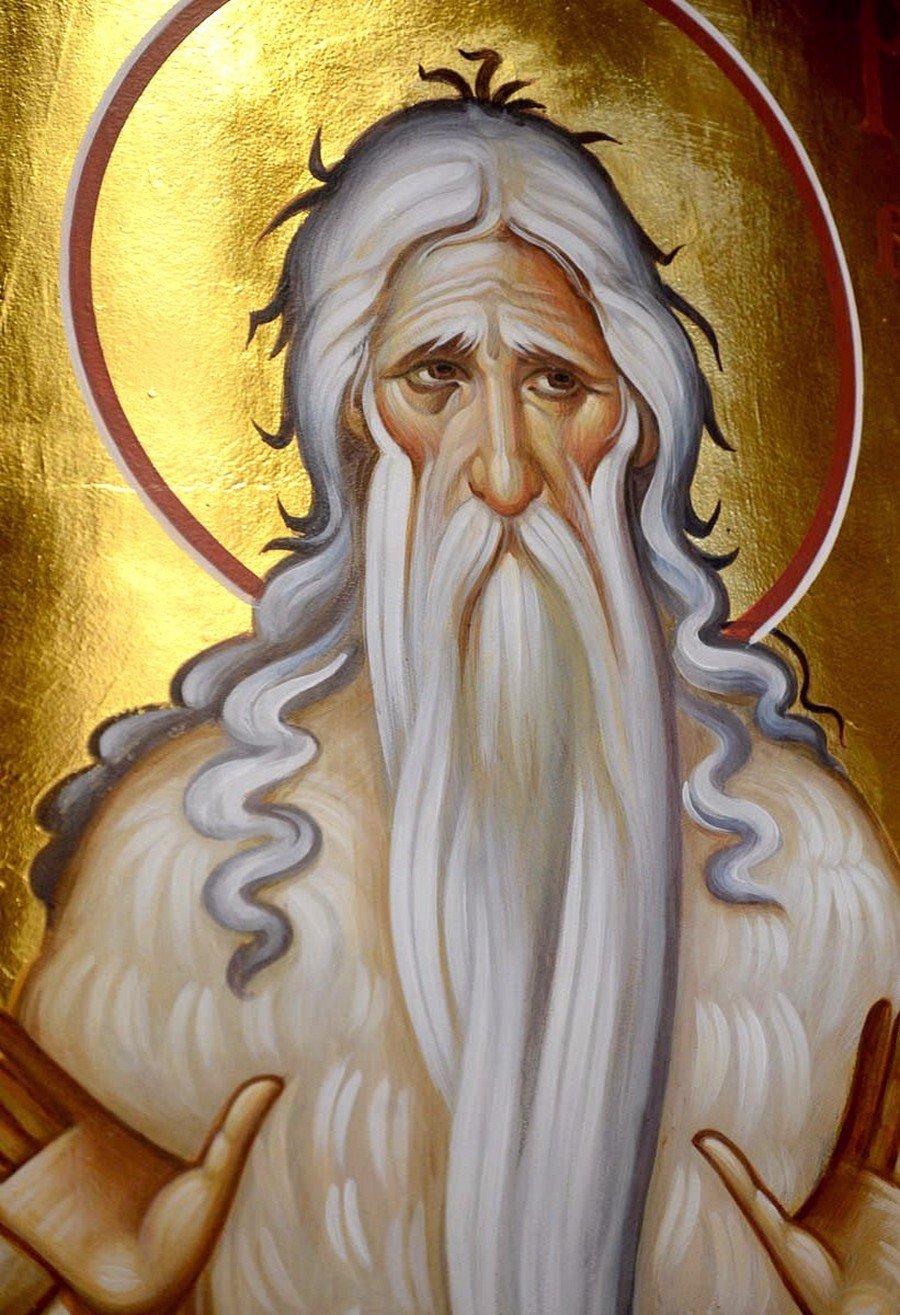 Святой Преподобный Макарий Великий, Египетский. Современная церковная роспись. Святой Преподобный Макарий Великий, Египетский. Современная церковная роспись.