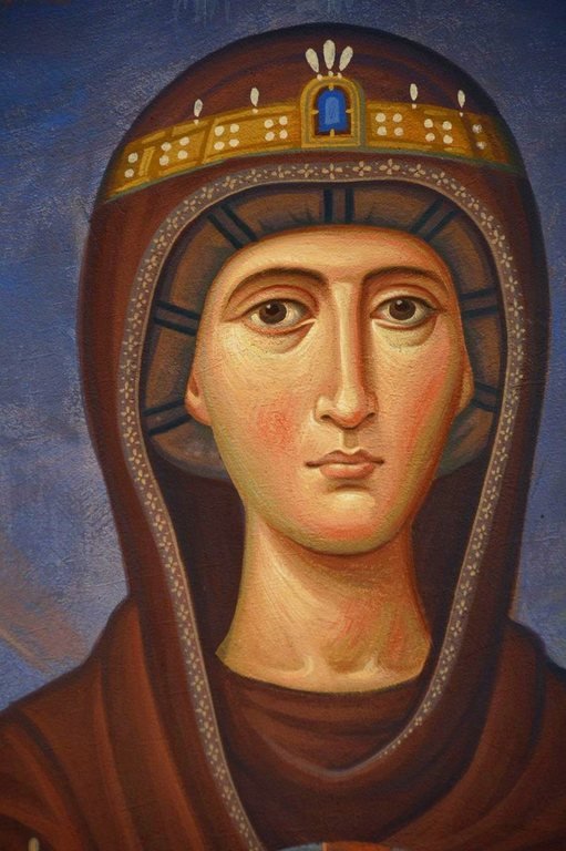Икона Божией Матери "Державная". Современная церковная роспись. Фрагмент. Икона Божией Матери "Державная". Современная церковная роспись. Фрагмент.