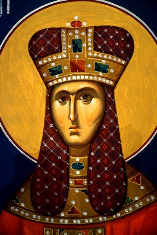 Святые Равноапостольные Царь Константин и Царица Елена. Современная румынская фреска. Фрагмент. Святые Равноапостольные Царь Константин и Царица Елена. Современная румынская фреска. Фрагмент.