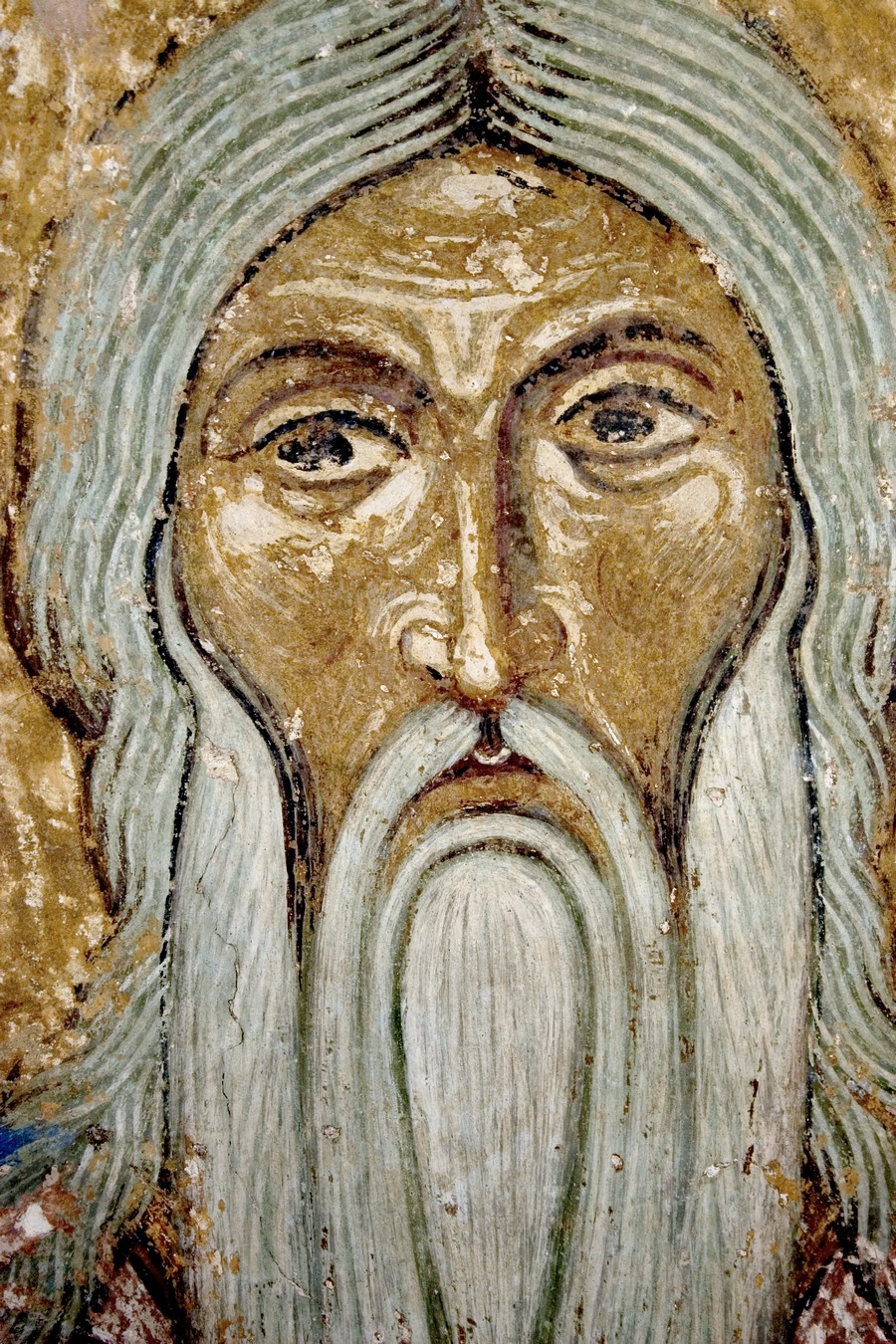 Святой первосвященник. Фреска Спасо-Преображенского собора Мирожского монастыря в Пскове. Около 1140 года. Фрагмент. Святой первосвященник. Фреска Спасо-Преображенского собора Мирожского монастыря в Пскове. Около 1140 года. Фрагмент.