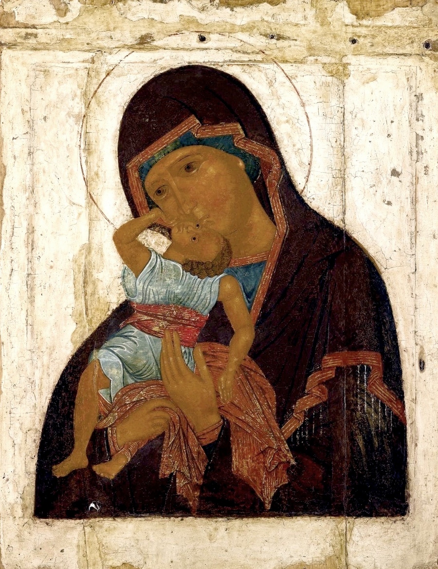 Икона Божией Матери "Взыграние Младенца". Москва, XVI век.