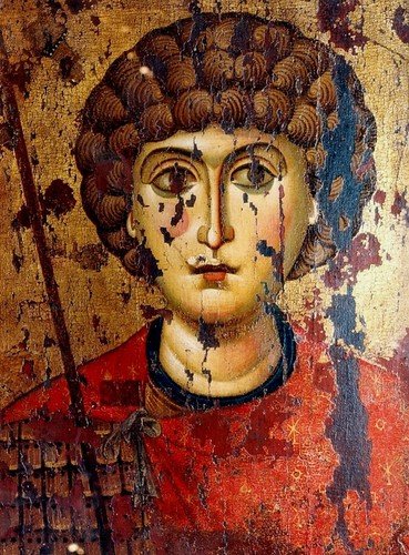 Святой Великомученик Георгий Победоносец. Икона. Русь, около 1170 года. Успенский собор Московского Кремля.
