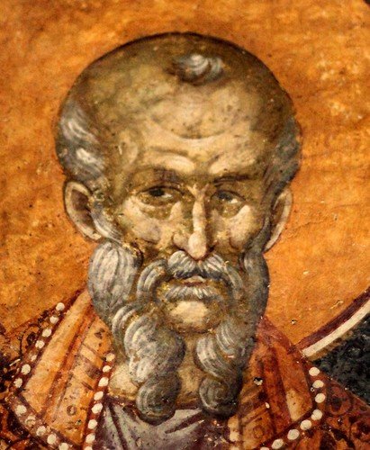 Святой Преподобный Феодор Студит, Исповедник. Фреска монастыря Грачаница, Косово, Сербия. Около 1320 года.