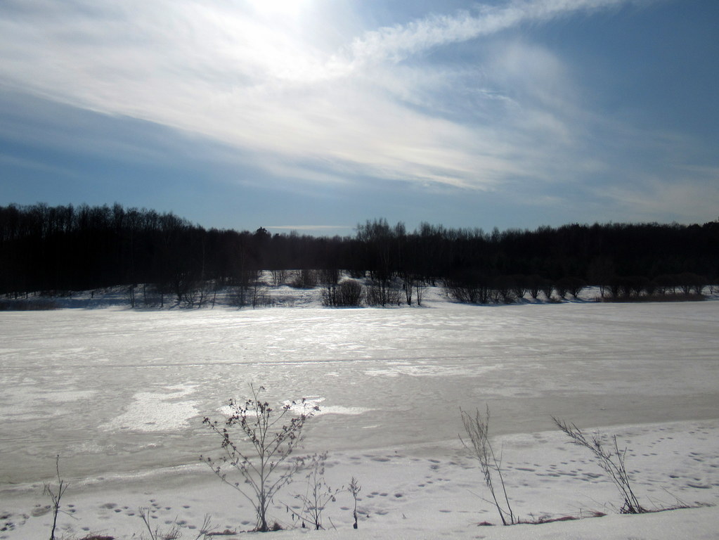 Лебедянский пруд подо льдом пока