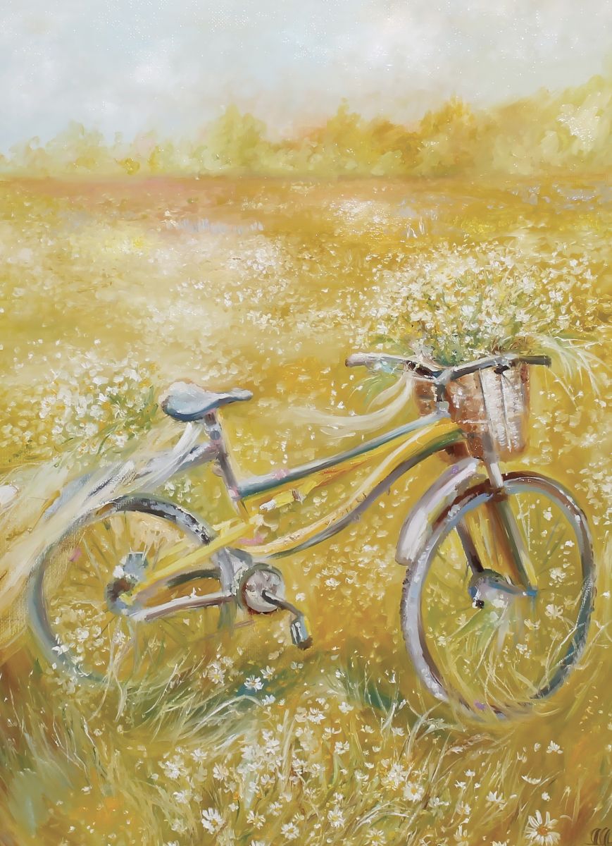 Аннет Логинова картина велосипед цветы