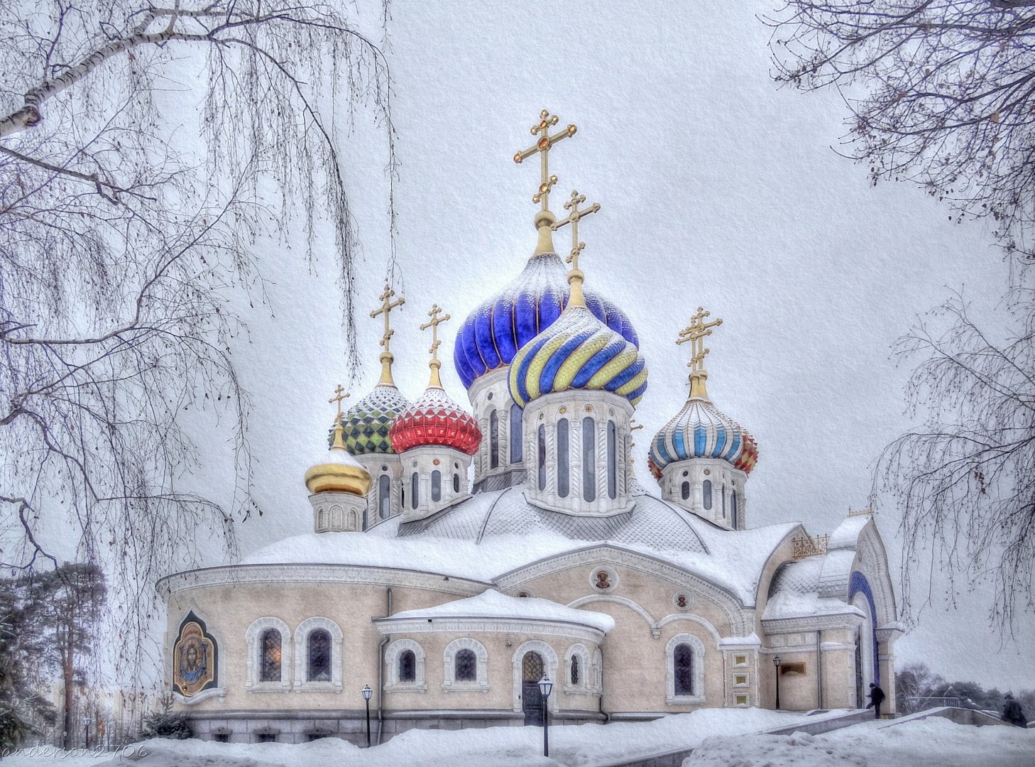 Храм Игоря Черниговского в Переделкино зимой