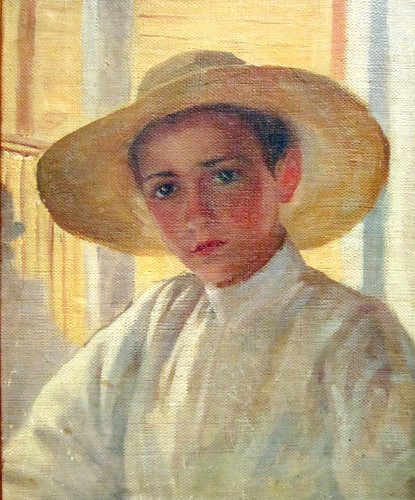 Ян Францевич Ционглинский (1858-1912 гг.). Портрет мальчика в шляпе. 1910-е годы.