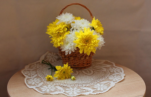 корзиночка с хризантемами