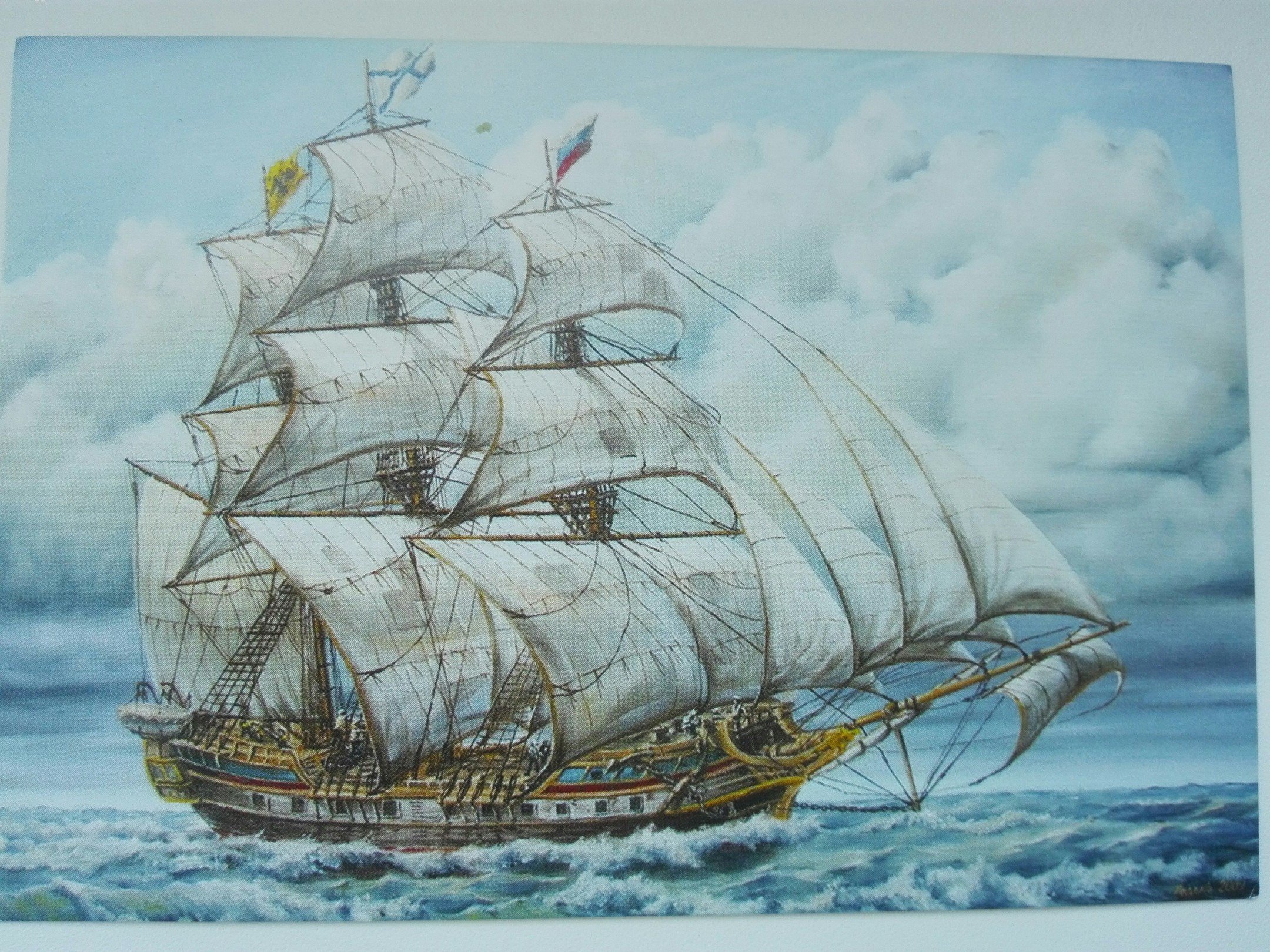 Морская фрегата. Фрегат Крузенштерн живопись. Красивый корабль. Парусный корабль.