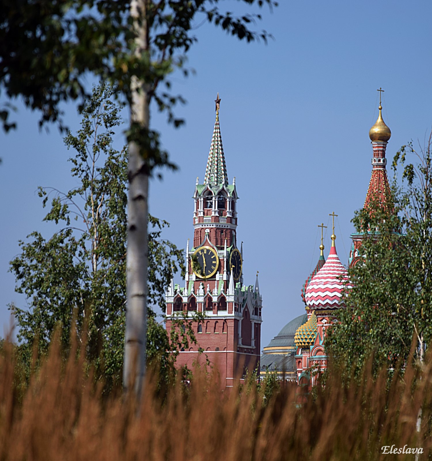 Спасская башня и храм василия блаженного