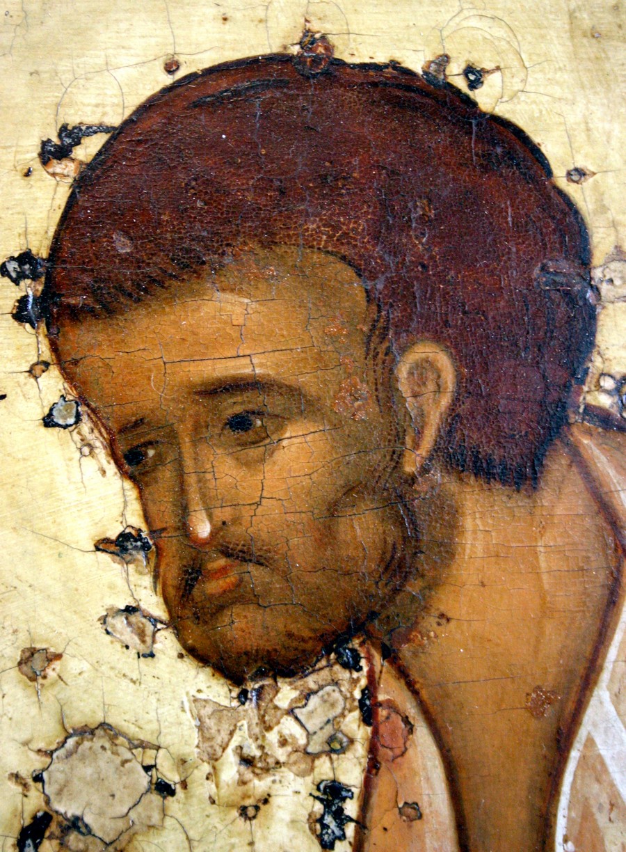 Преображение Господне. Икона. Ярославль, около 1516 года. Фрагмент. Святой Пророк Моисей Боговидец. Преображение Господне. Икона. Ярославль, около 1516 года. Фрагмент. Святой Пророк Моисей Боговидец.
