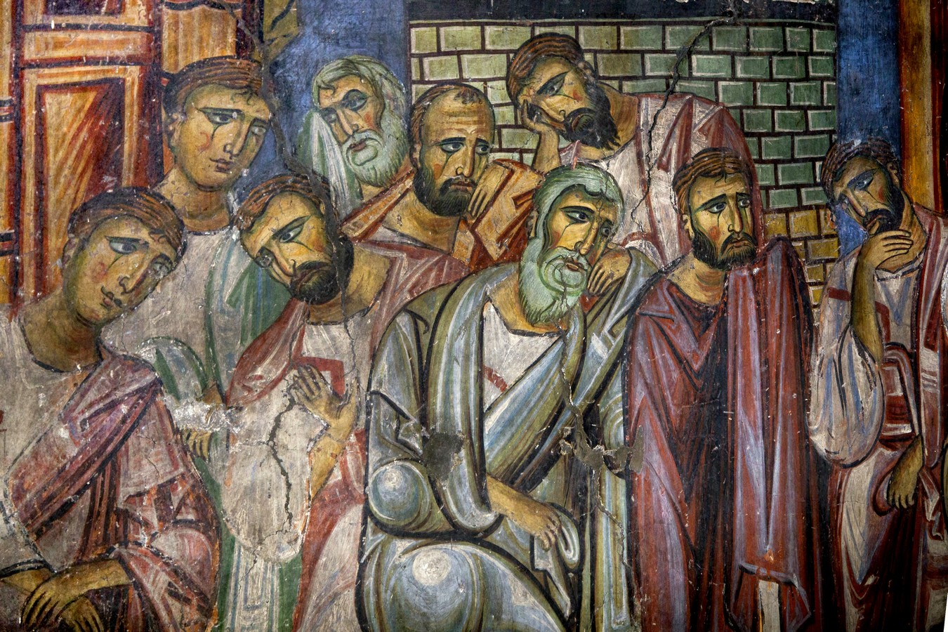 Успение Пресвятой Богородицы. Фреска монастыря Панагии Мавриотиссы в Кастории, Греция. XII - XIII век. Фрагмент. Успение Пресвятой Богородицы. Фреска монастыря Панагии Мавриотиссы в Кастории, Греция. XII - XIII век. Фрагмент.