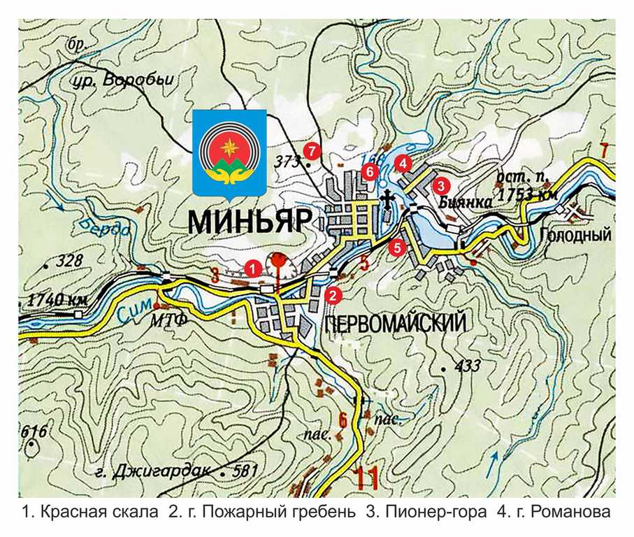 Карта миньяра с улицами и номерами домов