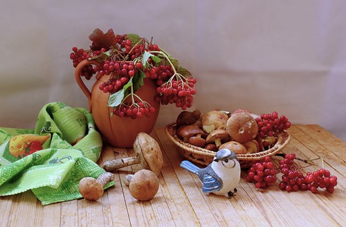 с калиной и грибами