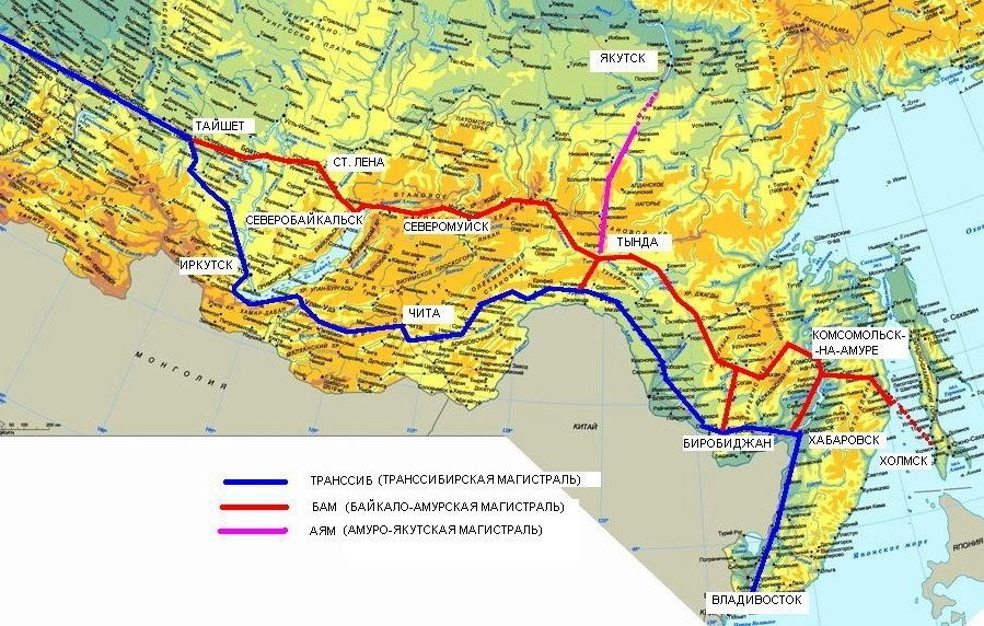 Карта ж д дорог сибири